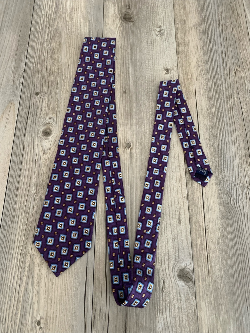 Paul Fredrick Men’s Geometric Italian Silk Hand Tailored Tie Made In USA